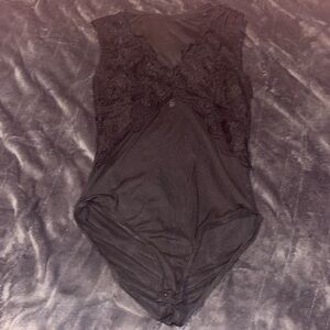 Full sheer body suit with flower lace covering